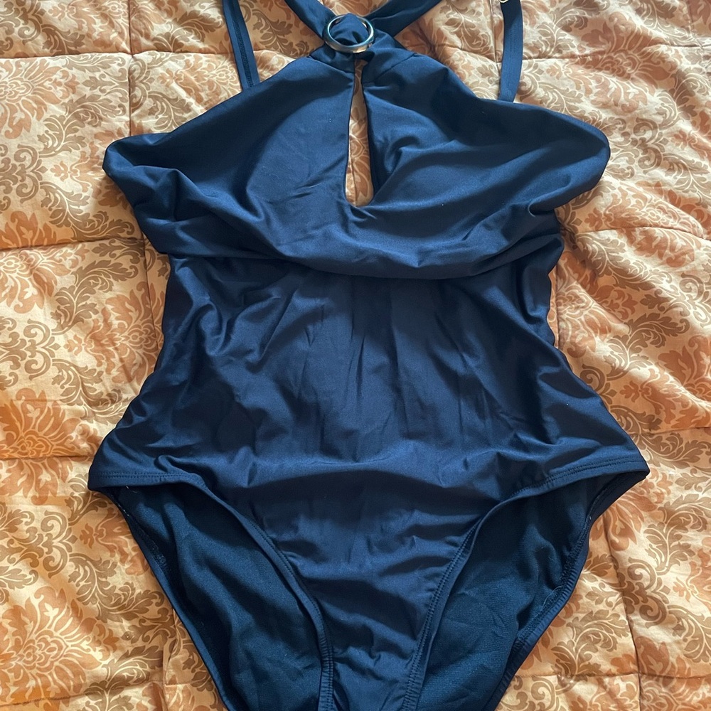 Apt. 9 Black Keyhole Halter One Piece